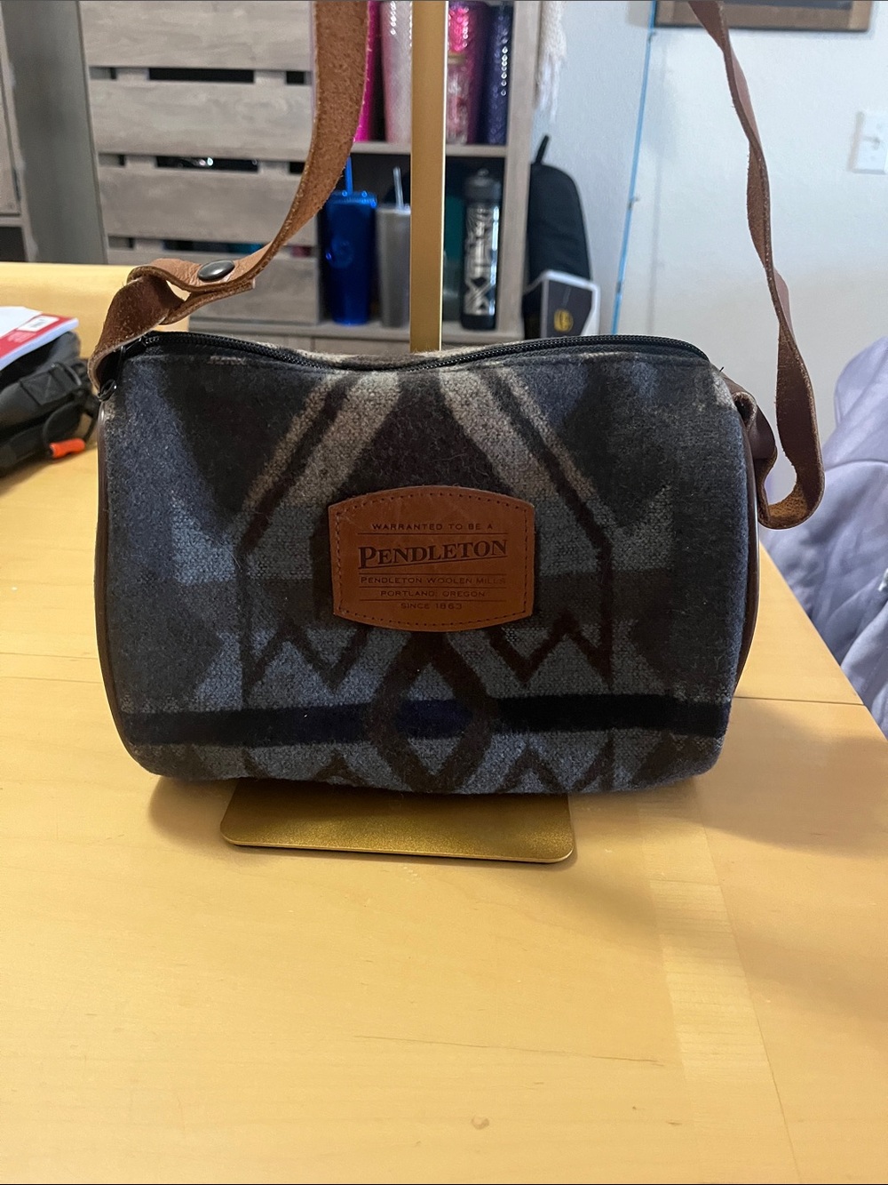 Pendleton Gray and Brown Geometric Crossbody